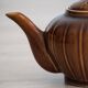 Théière chinoise style citrouille à panneaux marron vintage
