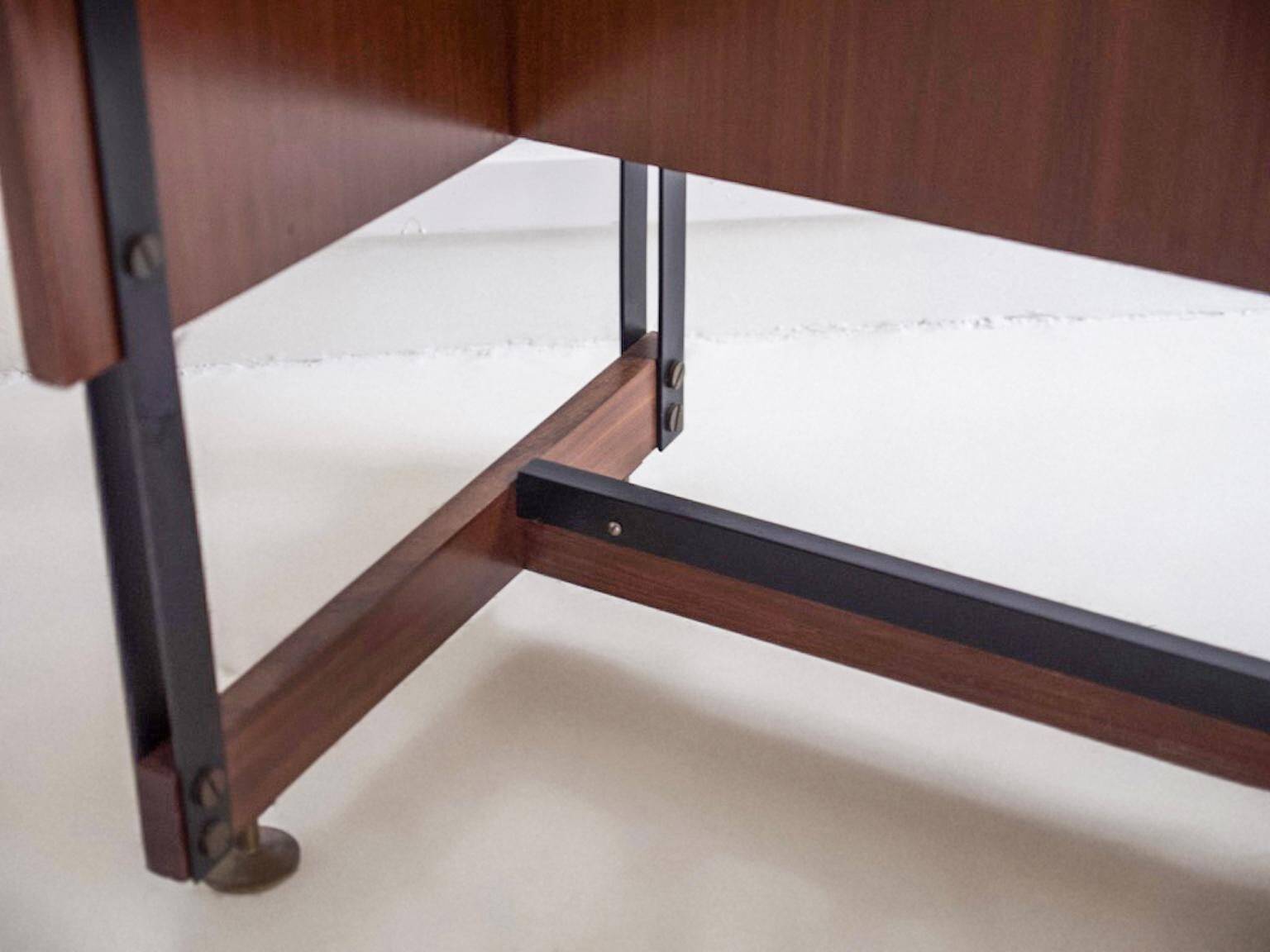 Small wooden desk with metal structure, Italy, 1960s.