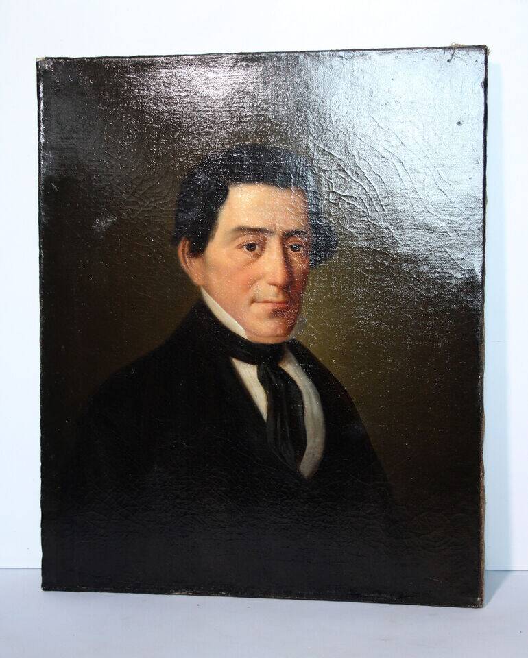 Distinguished 19th-Century Gentleman’s Portrait – Oil on Canvas