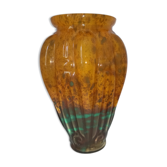 Vase en pâte de verre art-deco Lorrain Daum