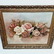 H. Schlehuher -  Huile Sur Toile « Bouquet de roses »