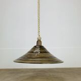 Temde Leuchten pendant light, plexiglass, rope and wood, 1970s