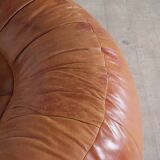 Croissant Sofa in Cognac Leather by Raphael Raffel for Honore Paris, 1970s