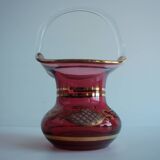 Crystal, gilded basket, Bohemia Crystal, Czechoslovakia, 1960's.