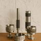 Set de 5 vases et coupes brutalistes en acier 1970