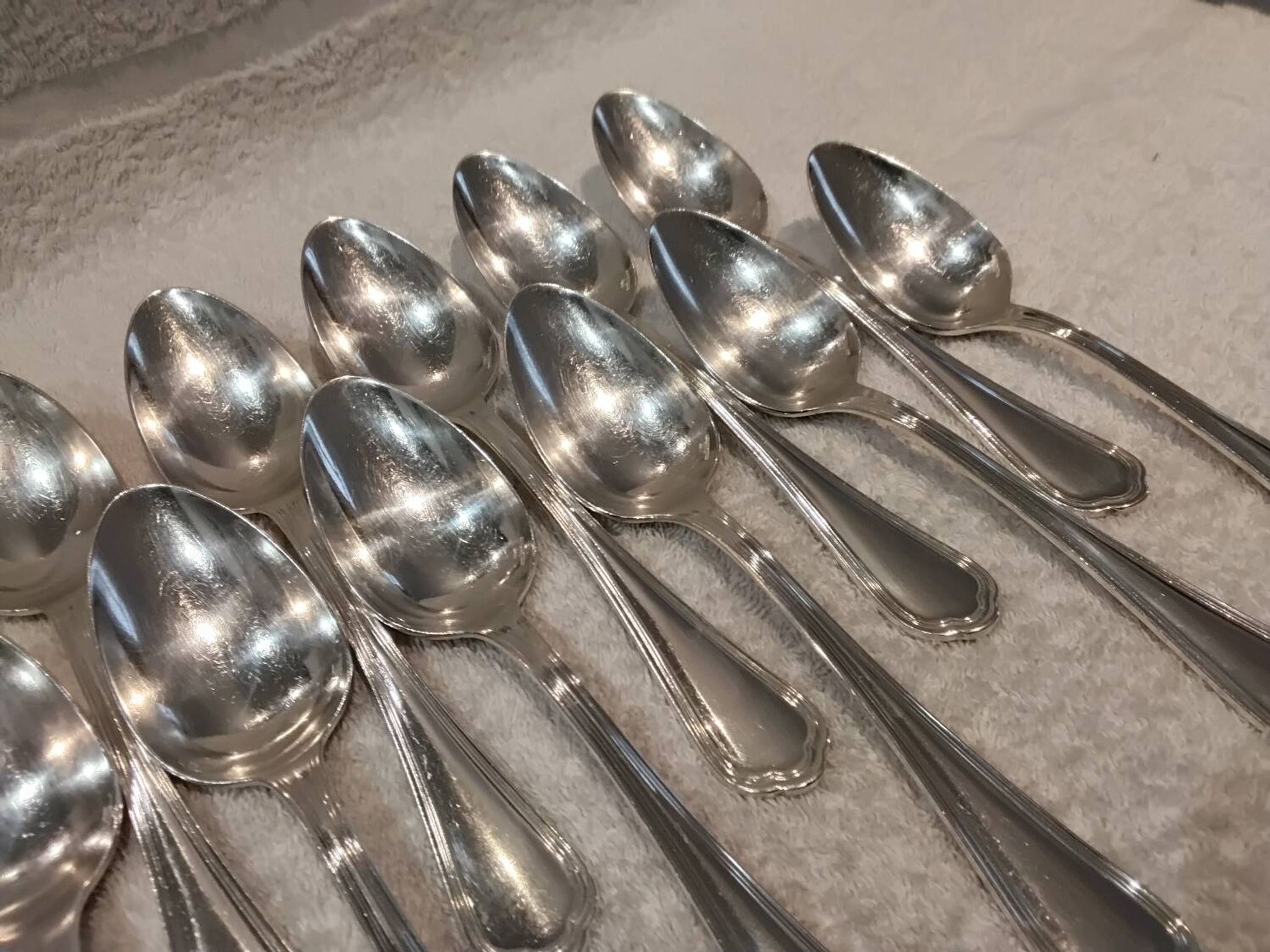 12 silver-plated soup spoons, Christofle goldsmith, Spatours model