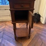 Antique Walnut and Marble Bedside Table
