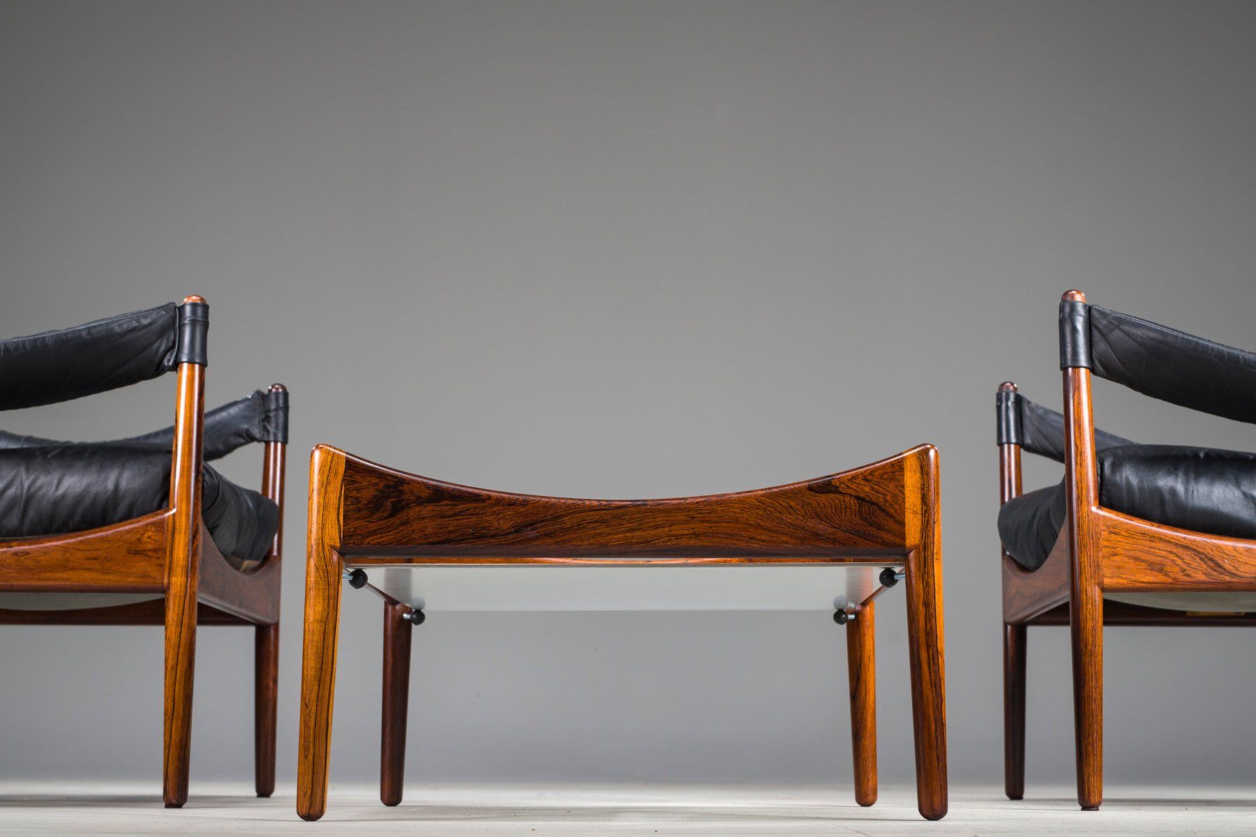 Mid-century modern Danish armchairs and coffee table by Kristian Vedel for Sören Willadsen, 1960s, set of 3