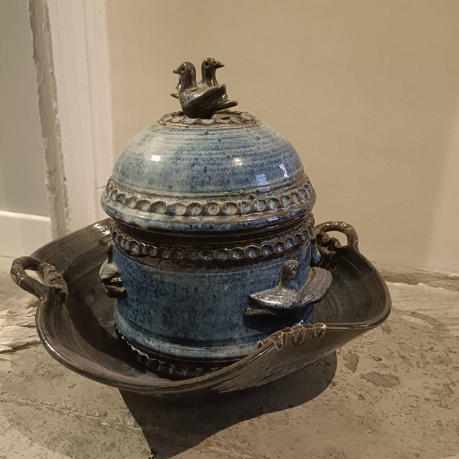 Superbe poterie en grès émaillé