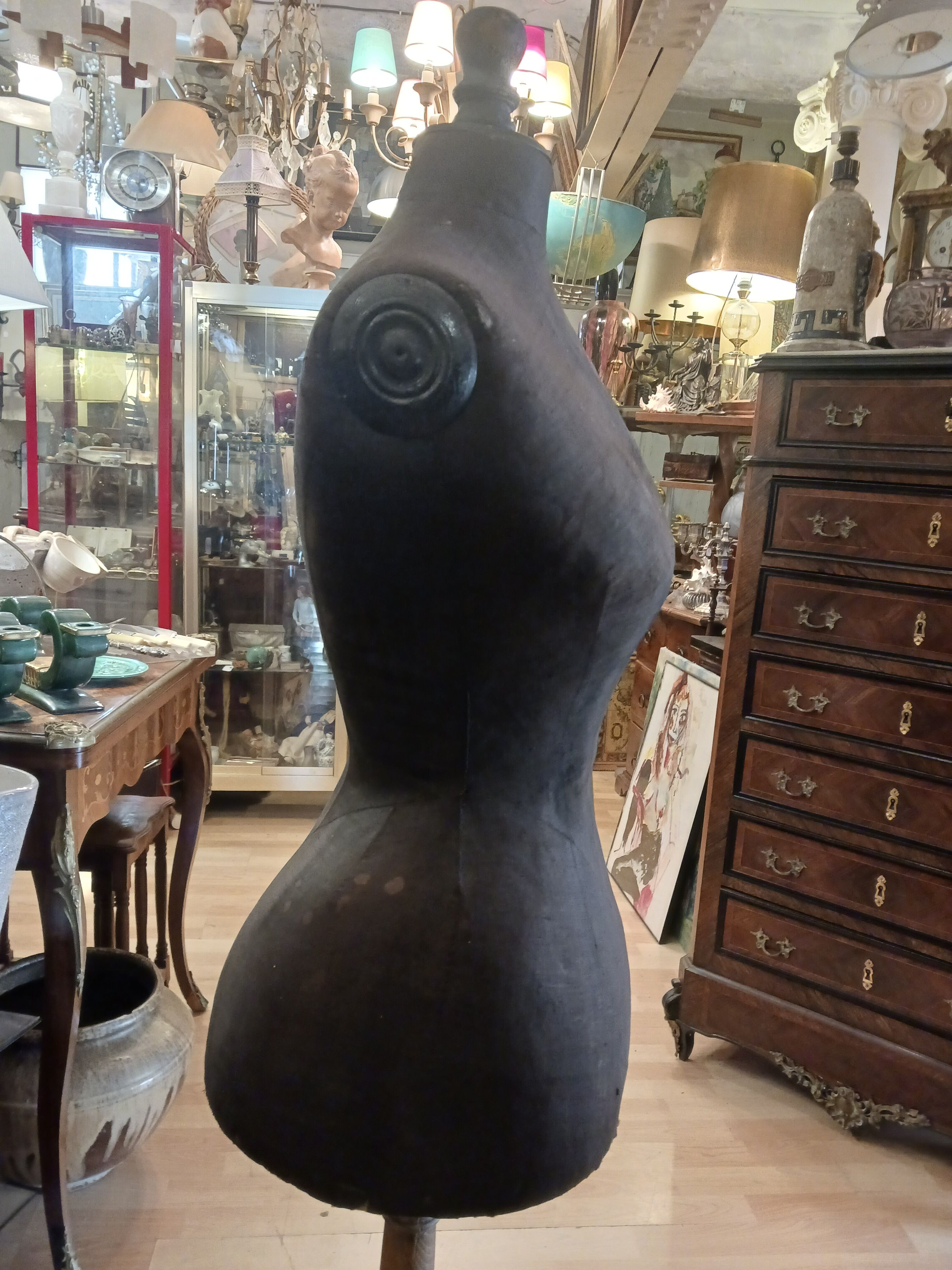 Antique sewing mannequin, wasp waist..