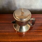 Antique TASSUNIC Teapot Silver Metal + Wooden Handle United France Vintage