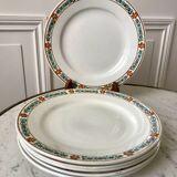 set of 6 flat plates Terre de Fer St Amand model "Molière" XXth