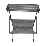 Black perforated metal magazine rack