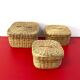 Vintage trio of small rattan nesting baskets