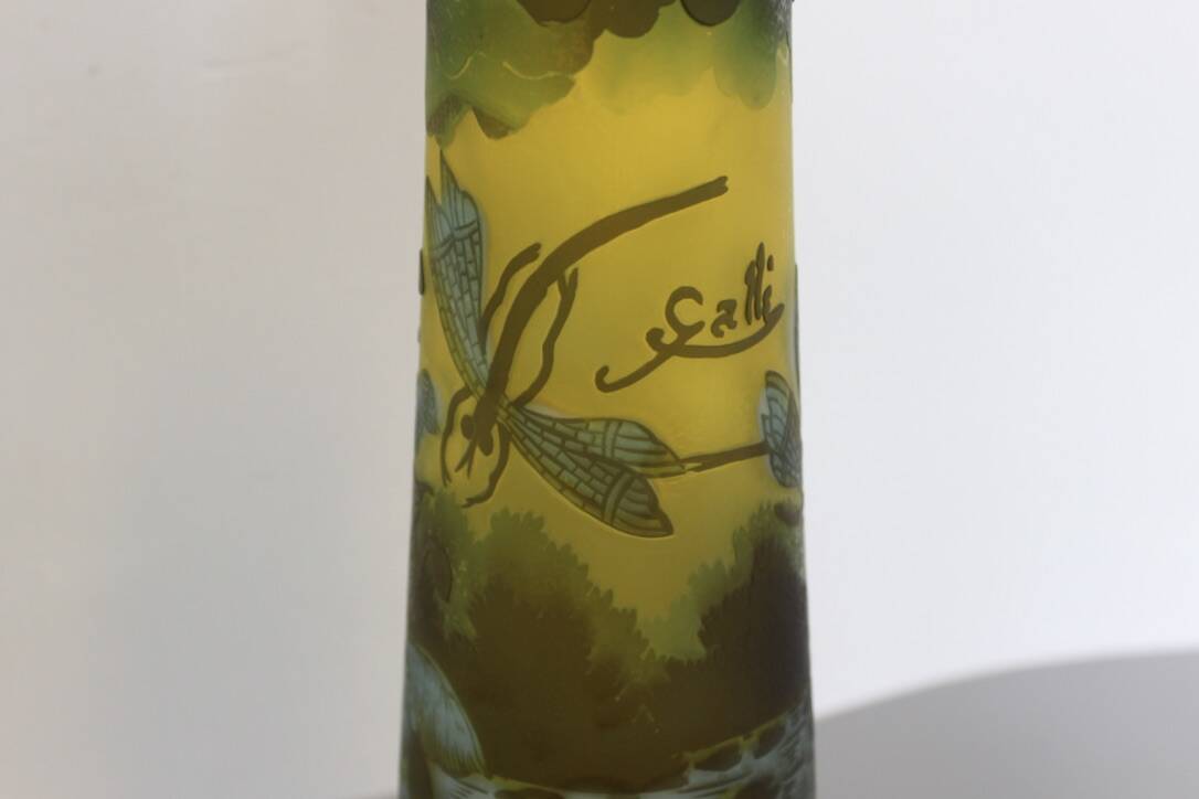 Vase Gallé Tip Au Libellule Et Grenouille Vers 1980