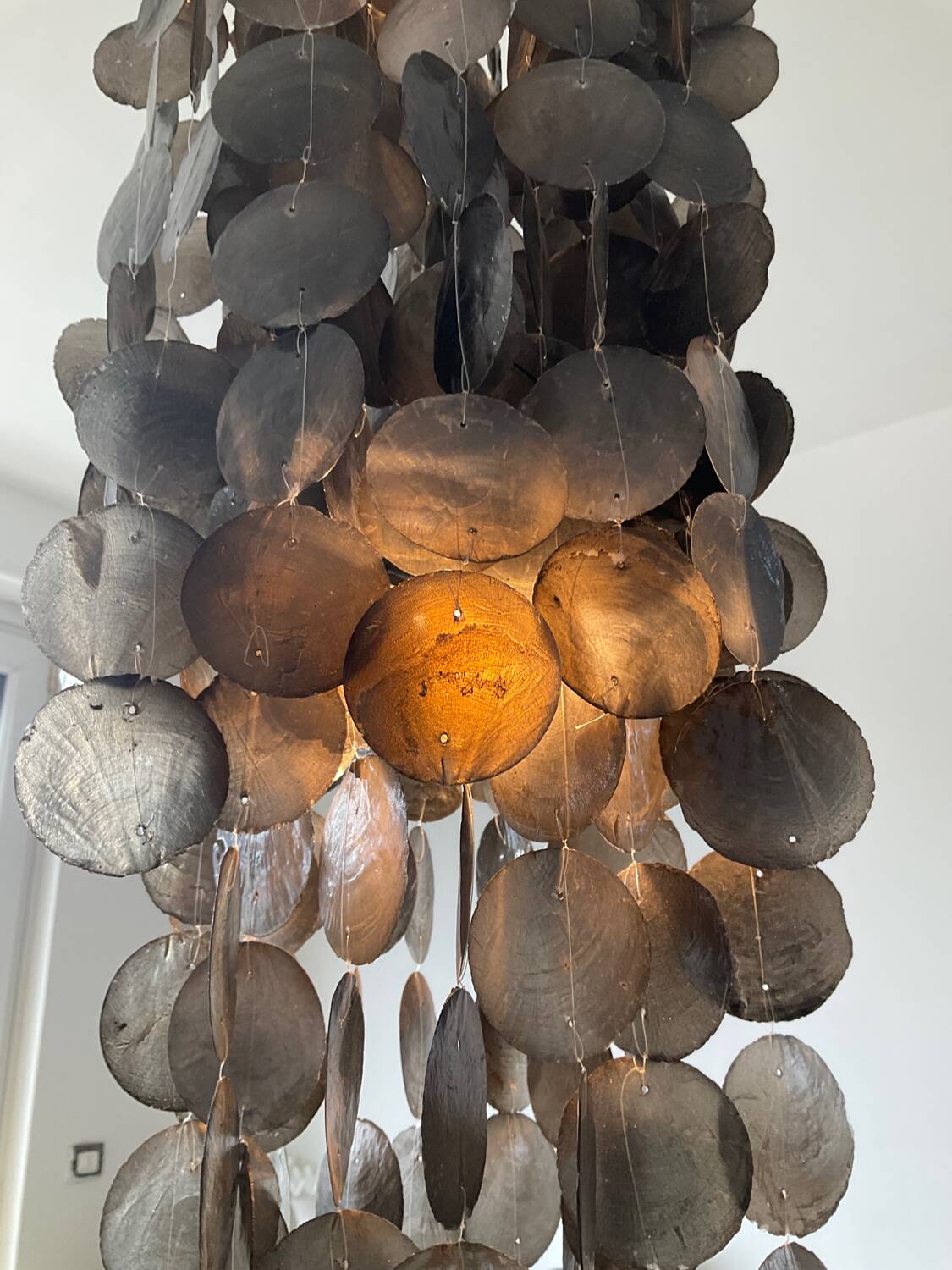 Vintage chandelier with mother-of-pearl pendants