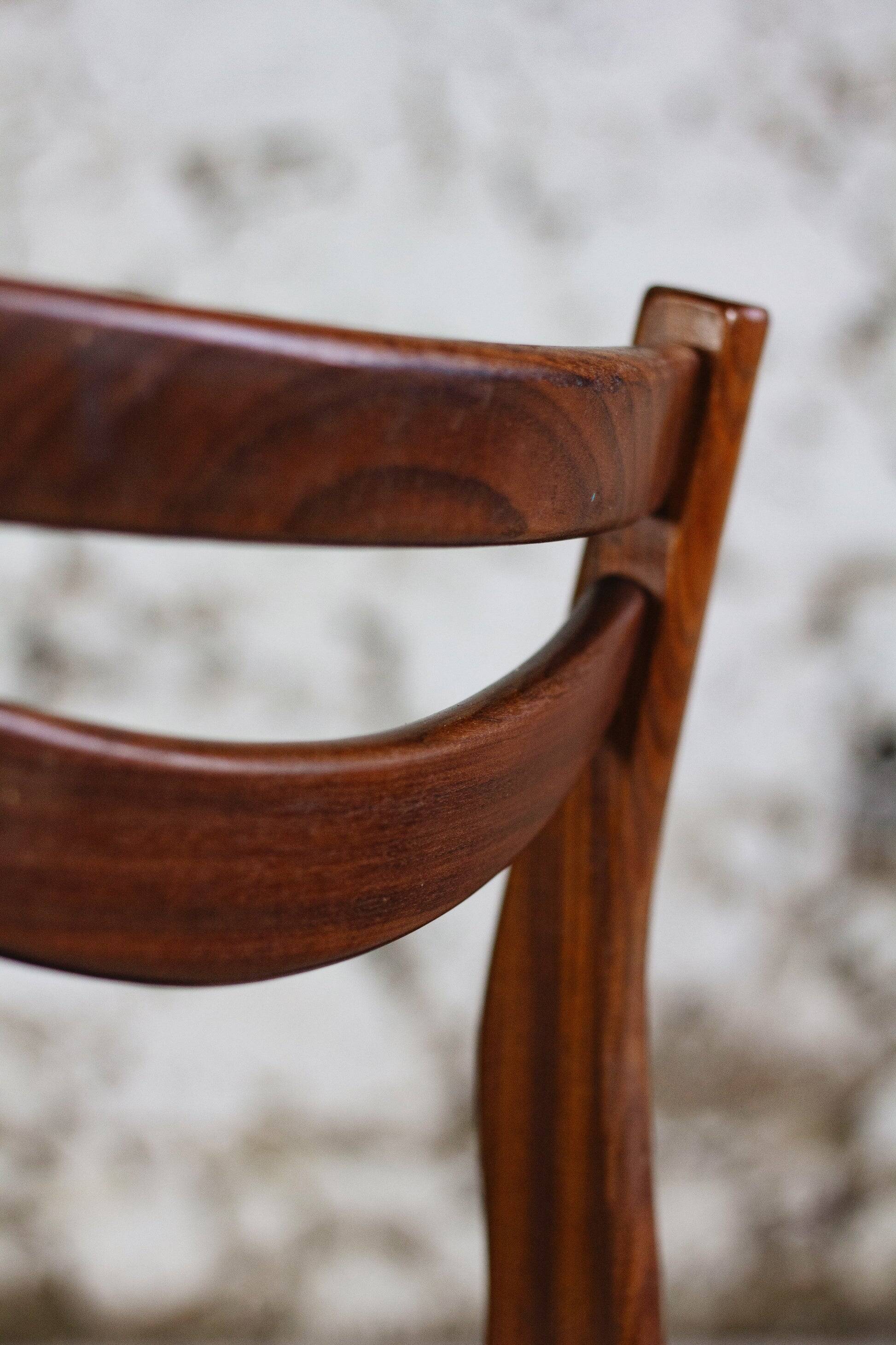 4 vintage Scandinavian chairs in teak and imitation leather, 1960