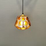 Hanging lamp, from the 80-90s, Danish Space Age style, and made of glass with a kind of alloy on.