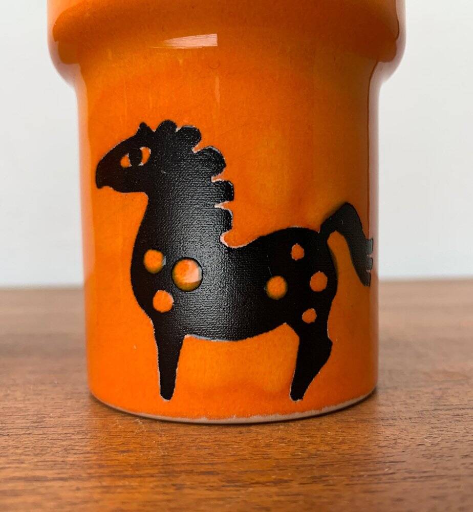 Mid-century German ceramic vases with owl and horse patterns from Wächtersbach, 1960s, set of 2.