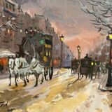 Gouache painting “Boulevard Haussmannien” Paris by Fred Bertrand (1915) + C