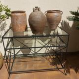 Console fer forgé et verre