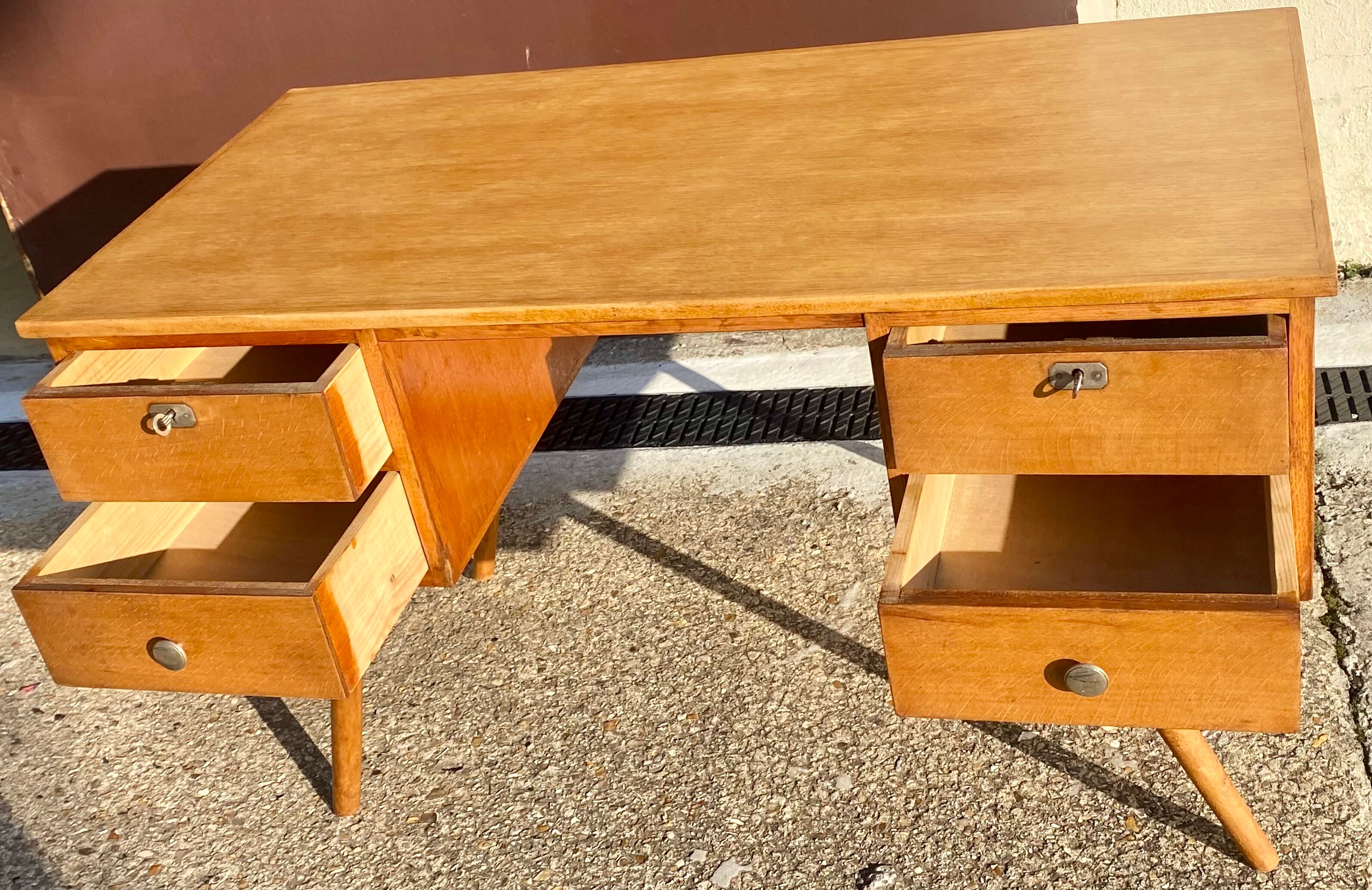 Oak desk 50s compass