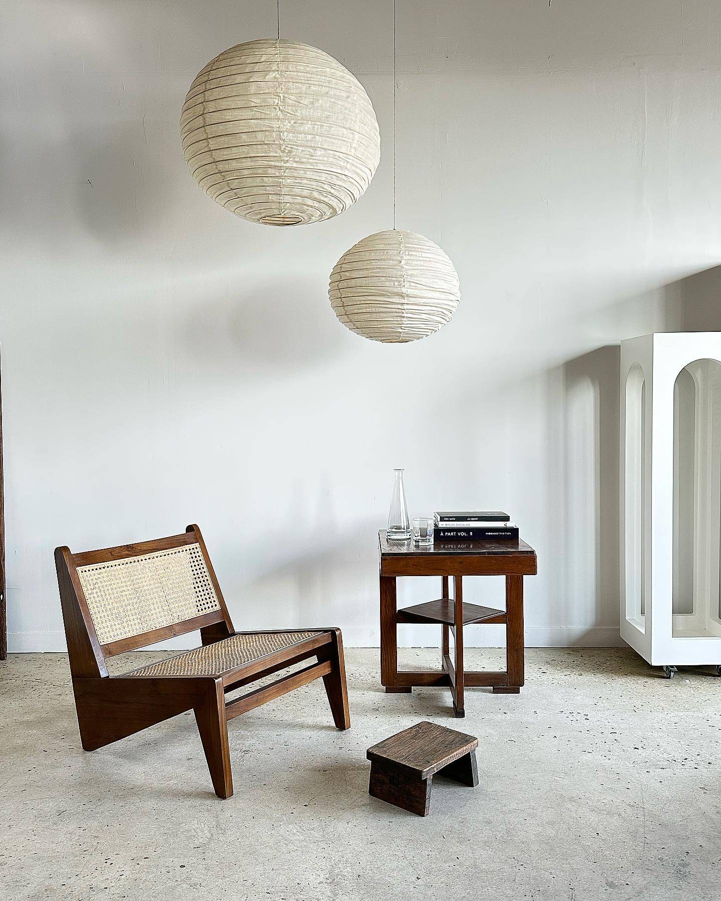 Average suspension in rattan and natural linen, Japanese-style, round D:40.