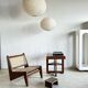 Average suspension in rattan and natural linen, Japanese-style, round D:40.