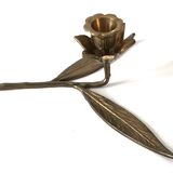 Bougeoir ancien feuille laiton doré