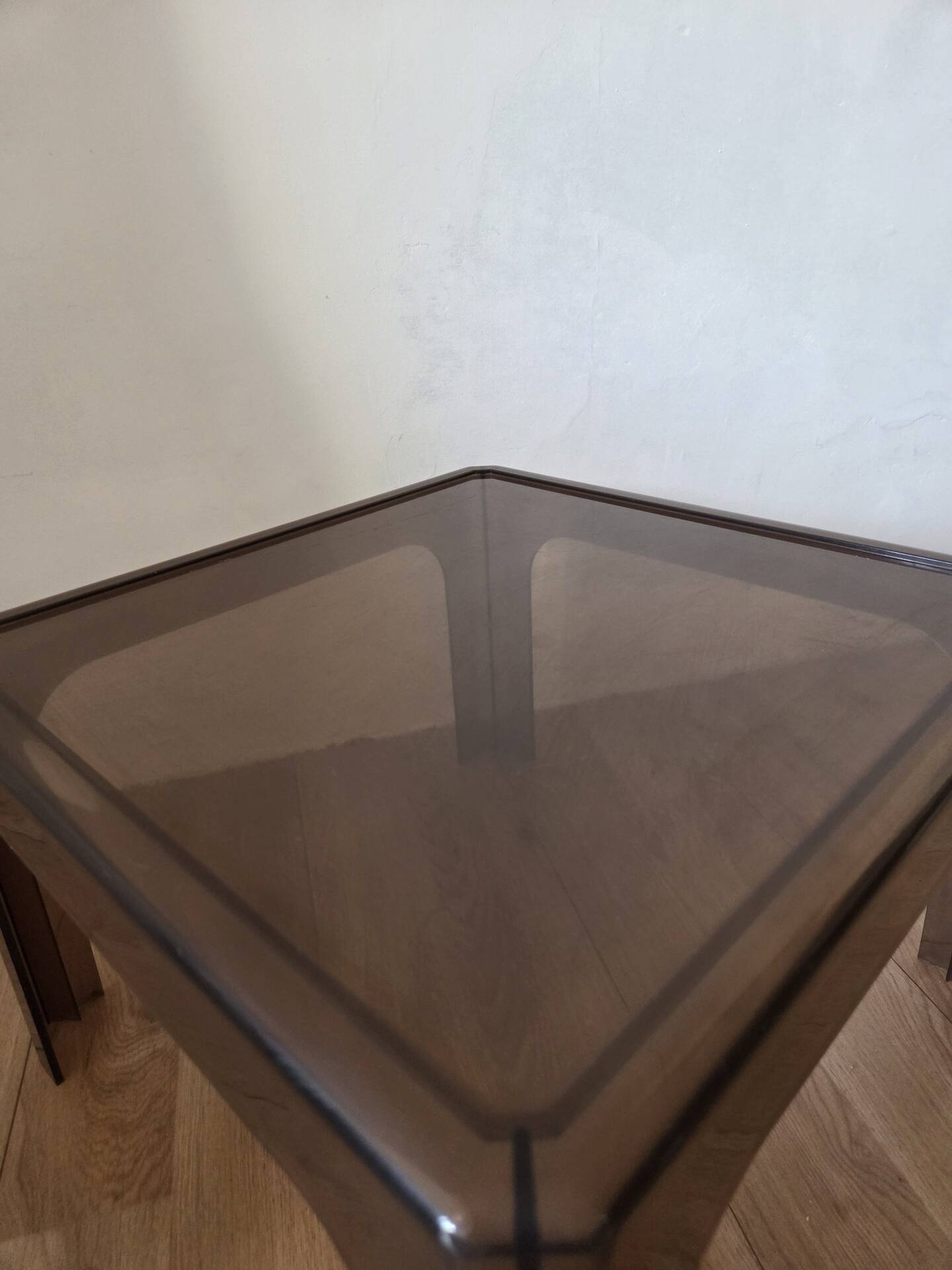 Smoked plexiglass side table, Prisunic