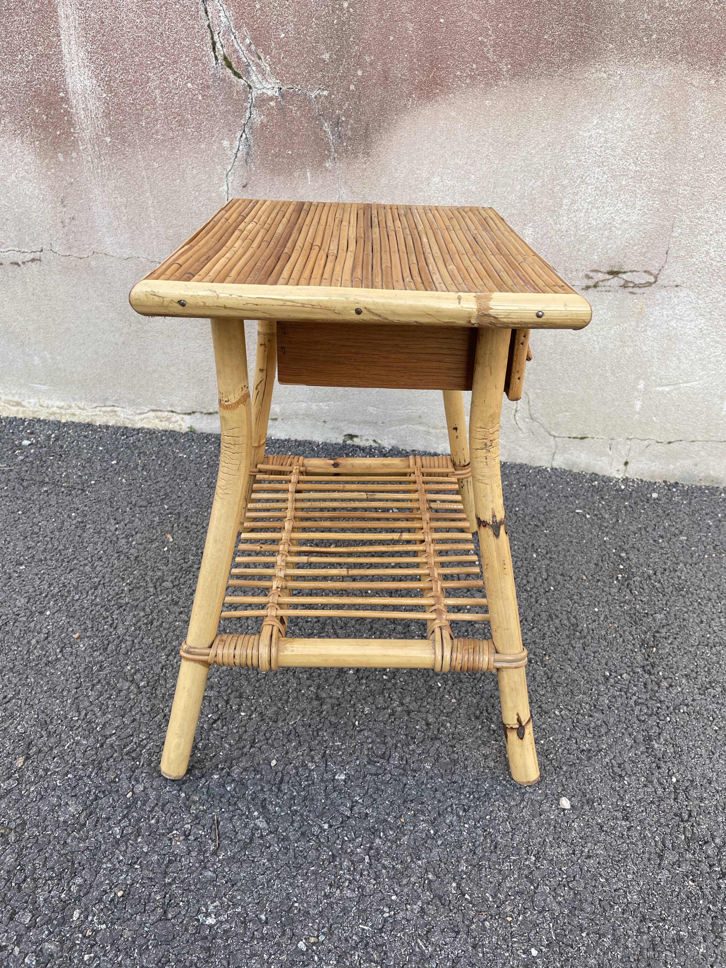 Rattan bedside and bamboo