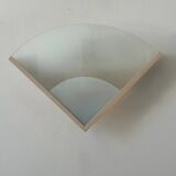 Vintage wall lamp, beige lacquered metal and sandblasted glass, France 1970