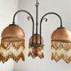 3-light chandelier in glass paste and pearl tassels