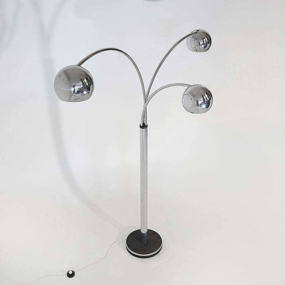 3-arm floor lamp in chromed metal, 1970s