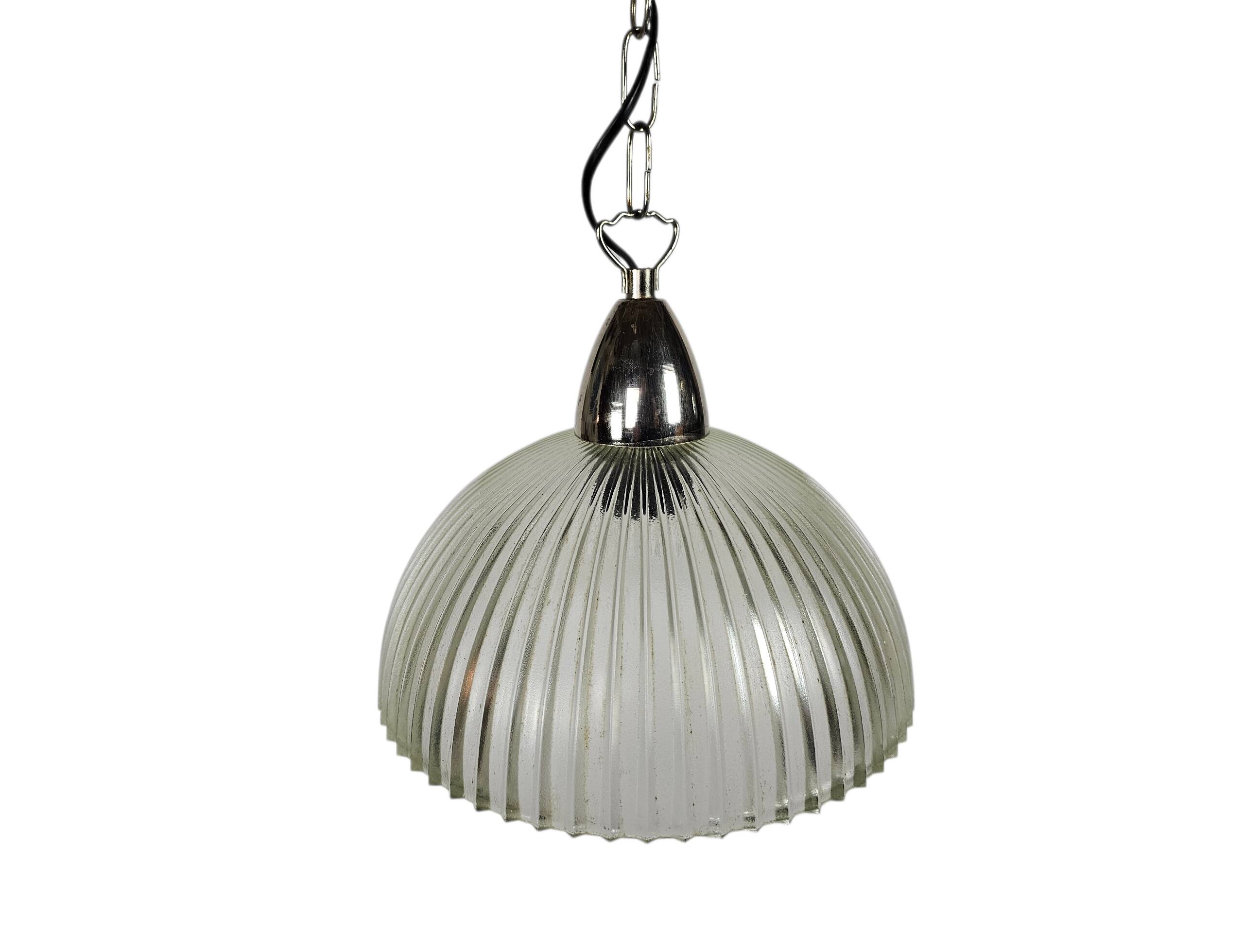 Massive Prisma pendant lamp, ribbed glass, Belgium, 1970s