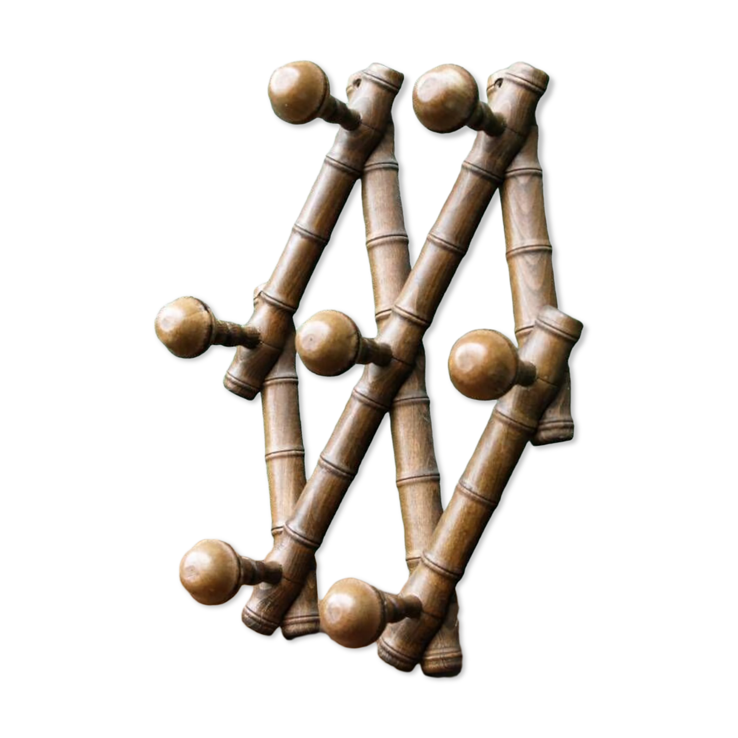 Accordion wall coat rack, bamboo imitation