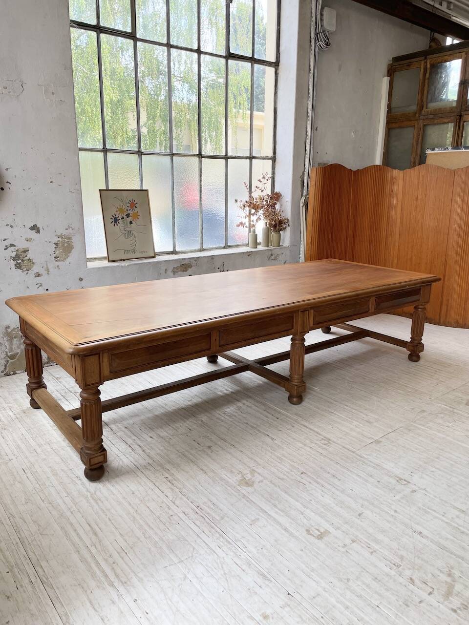 Solid walnut farmhouse castle table 1900 XXL