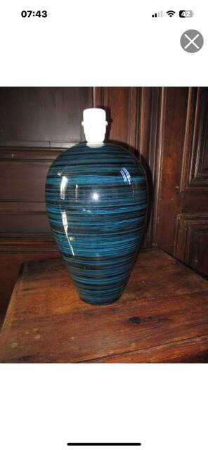 Blue ceramic lamp base