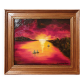 Coucher de soleil signé B Deschamps Nicolas Tableau