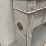 Louis XVI Style Fireplace in White Veined Carrara Marble, 19th Century
