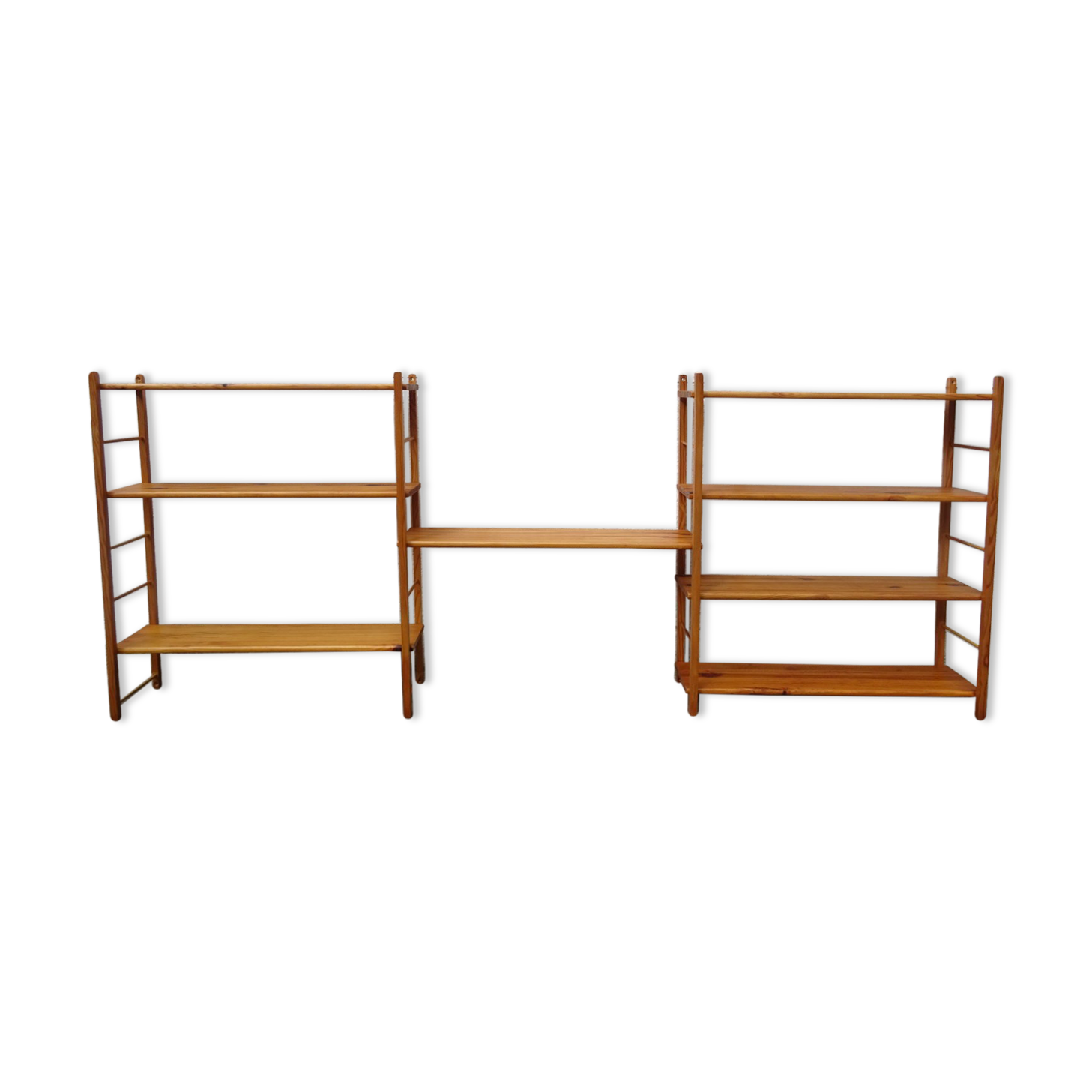 Pair of modular pine wall shelves