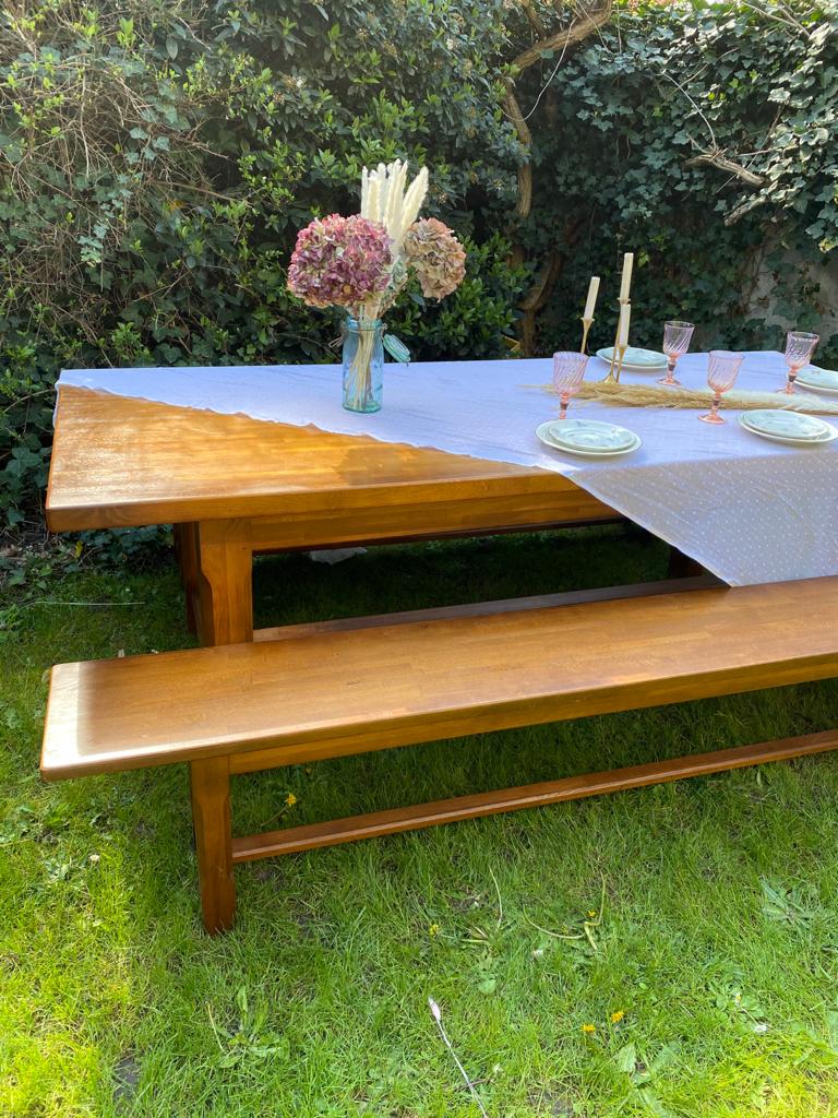 Vintage solid oak bench 220cm