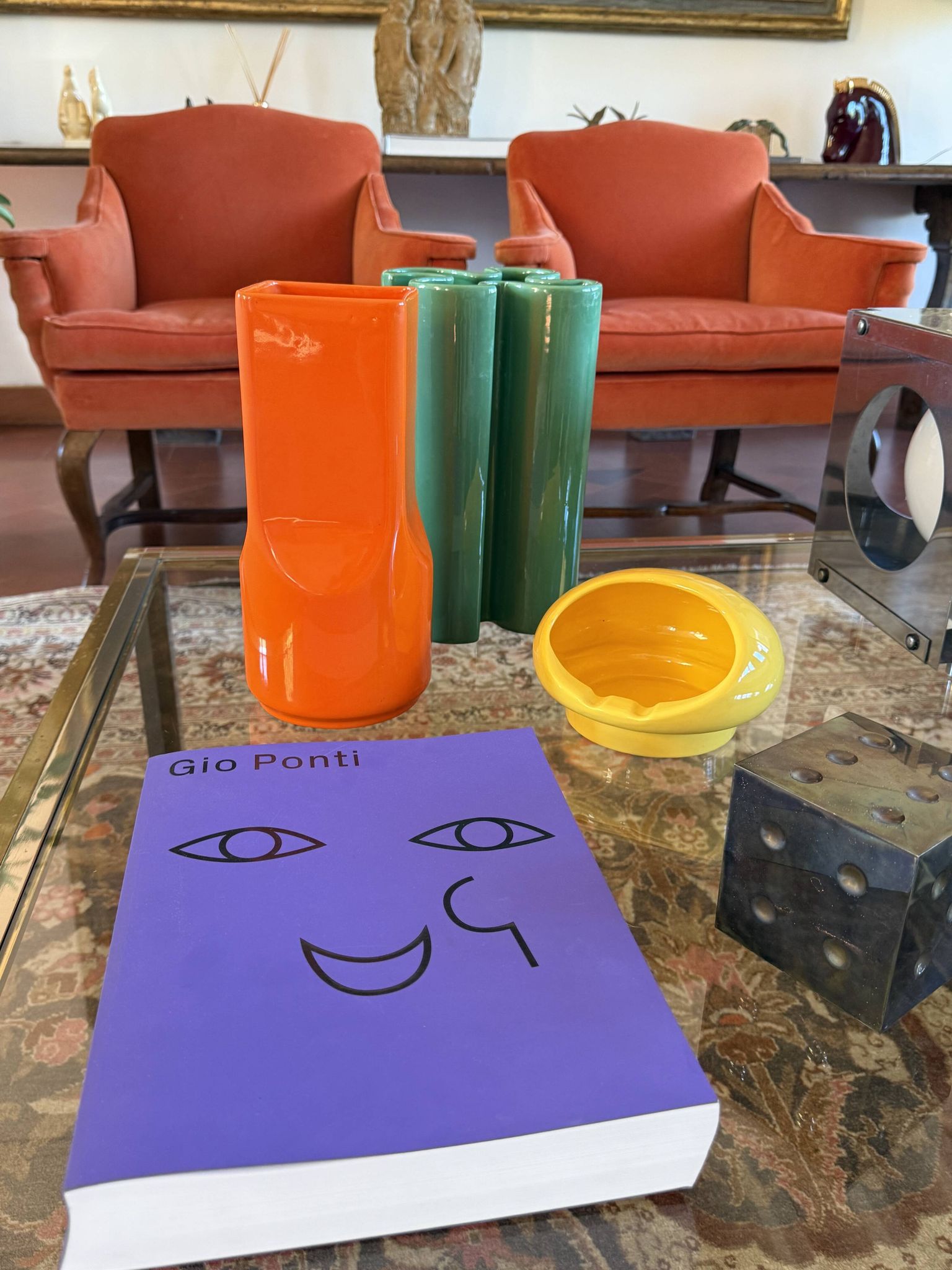 Studio Opi, vase en céramique orange de l'ère spatiale, Gabbianelli Italie ca. 1960