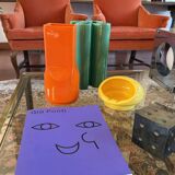 Studio Opi, space age orange ceramic vase, Gabbianelli Italy ca. 1960