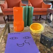 Studio Opi, vase en céramique orange de l'ère spatiale, Gabbianelli Italie ca. 1960