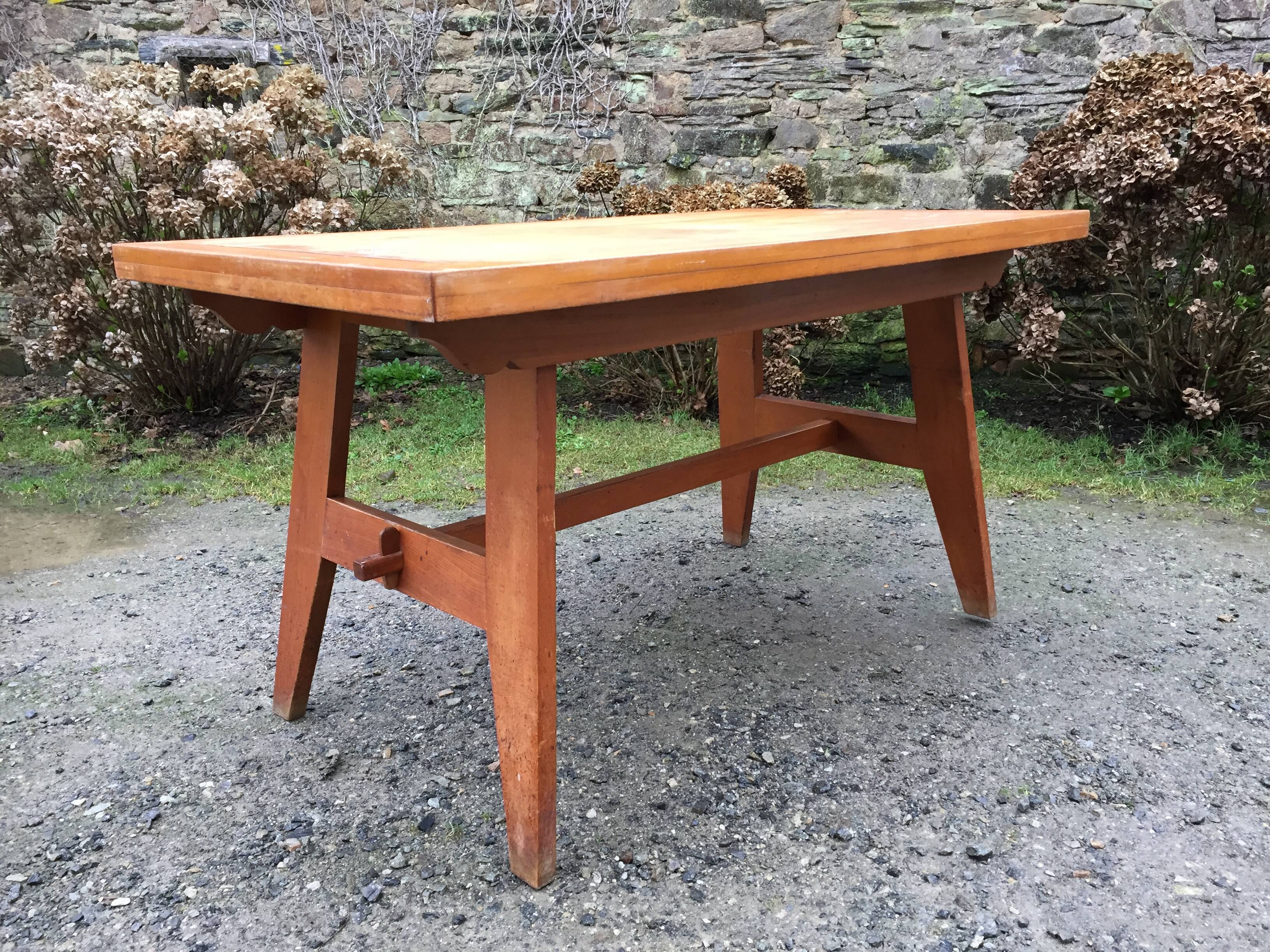 Vintage table René Gabriel in beech period reconstruction