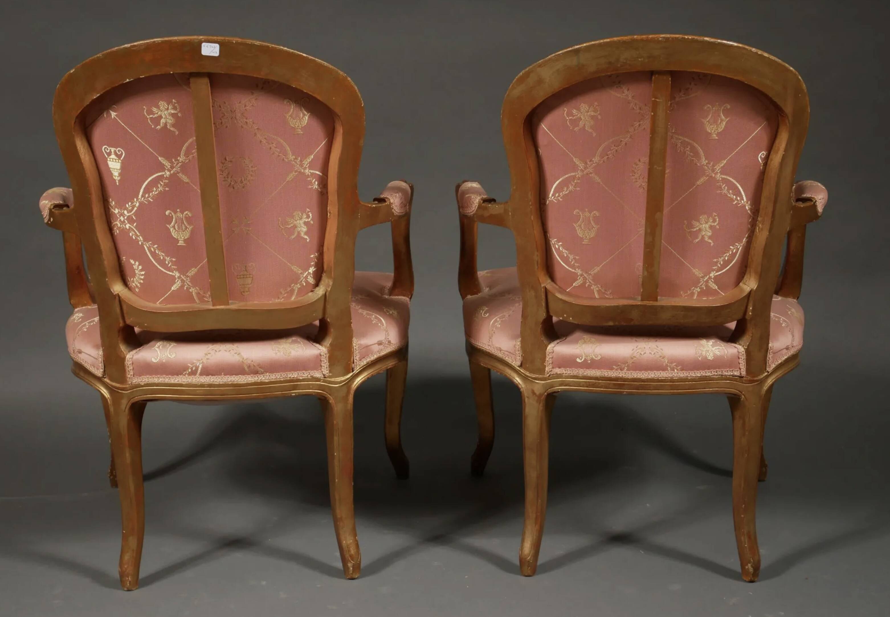 Pair of Louis XV style convertible armchairs