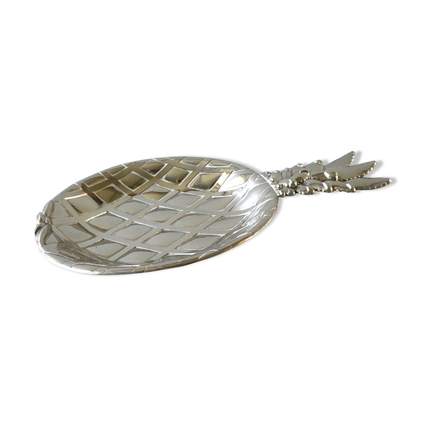 Trinket bowl in silver metal, pineapple shape, years 70