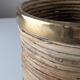 Italian Mid-Century Pencil Reed Rattan and Brass Planter, 1970s