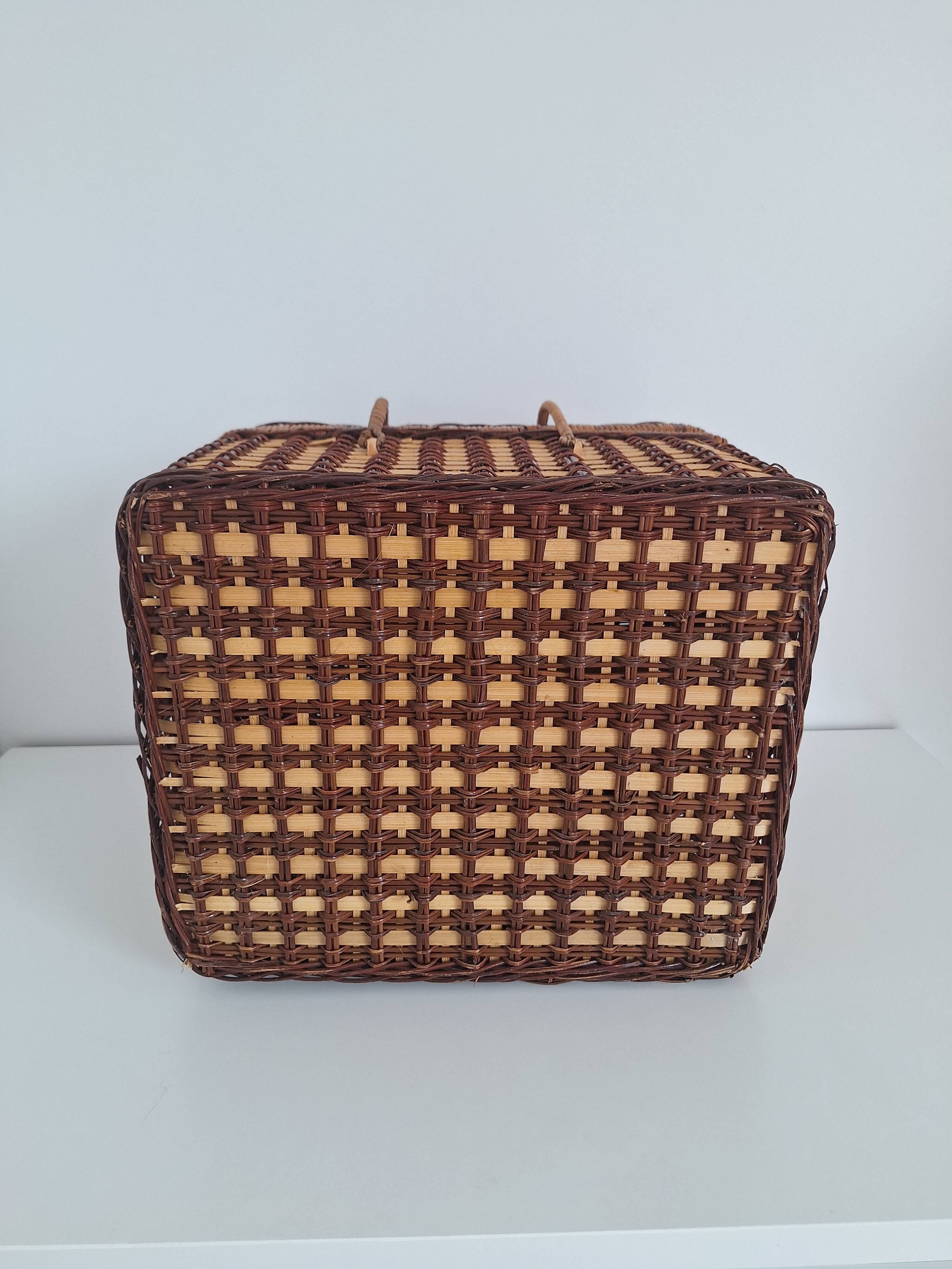 Vintage wicker suitcase